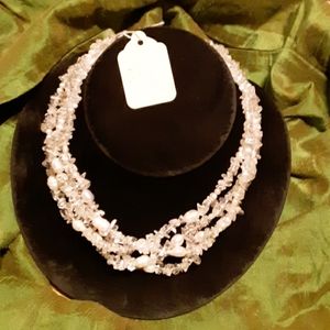 Fresh water pearl crystal necklace